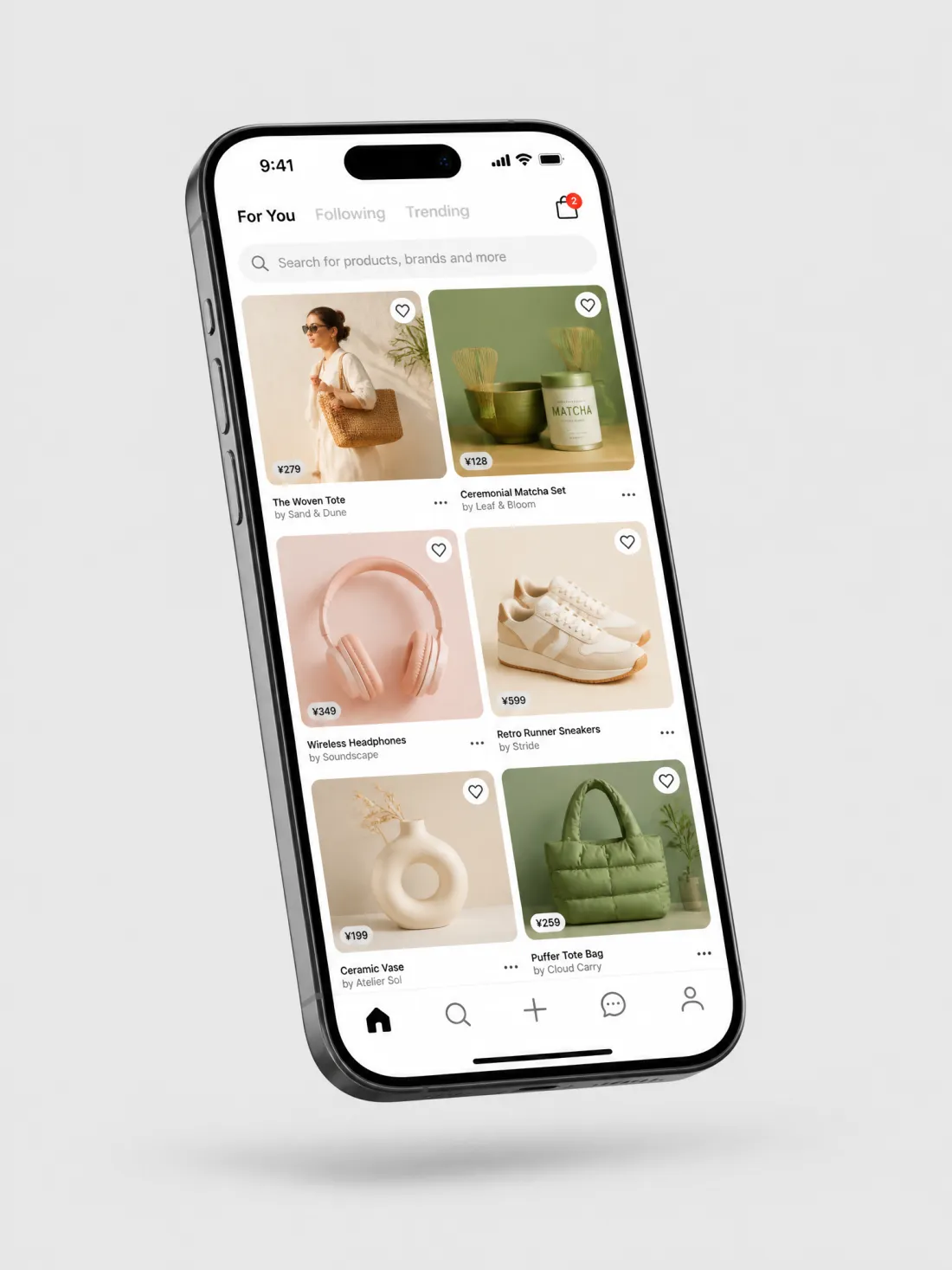 Product discovery feed on a shopping app